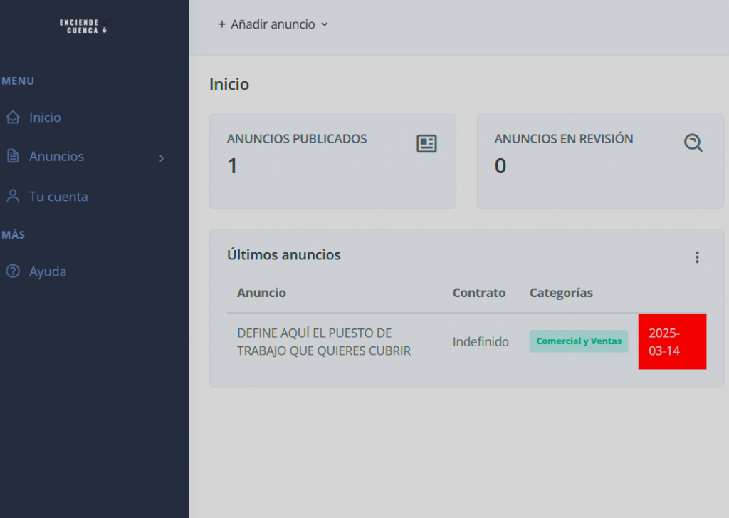 Estas son las ofertas de trabajo activas en el portal de empleo de Enciende Cuenca a fecha 5 de marzo