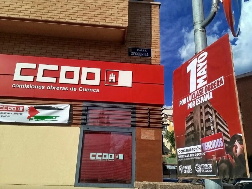 Miembros de Frente Obrero Cuenca hostigan a sindicalistas ante la sede de Comisiones Obreras