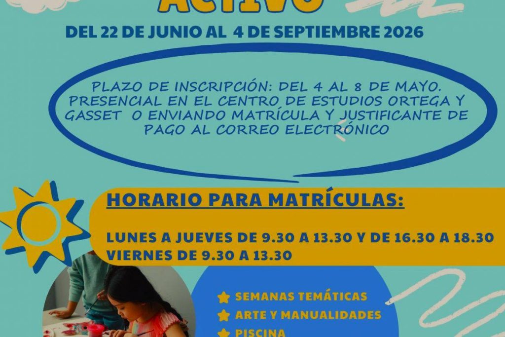 El Ayuntamiento amplía el plazo de inscripciones del Verano Activo 2026