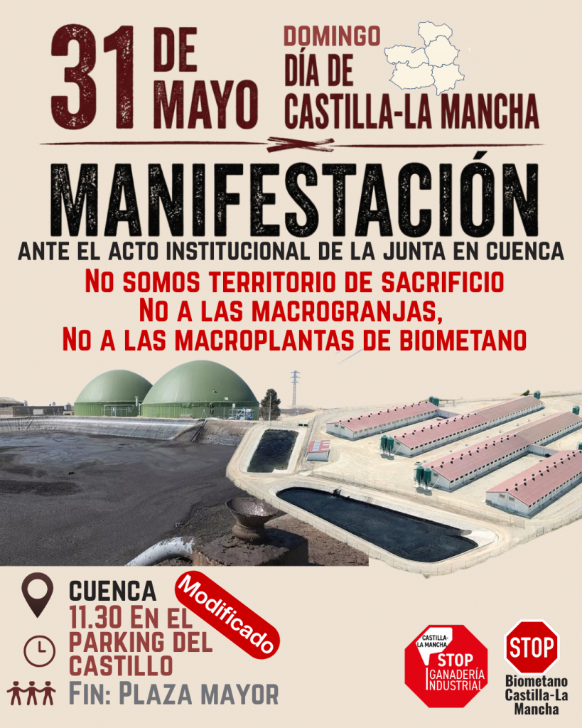 Manifestación en Cuenca contra las macrogranjas y las plantas de biogás con motivo del Día de la Región