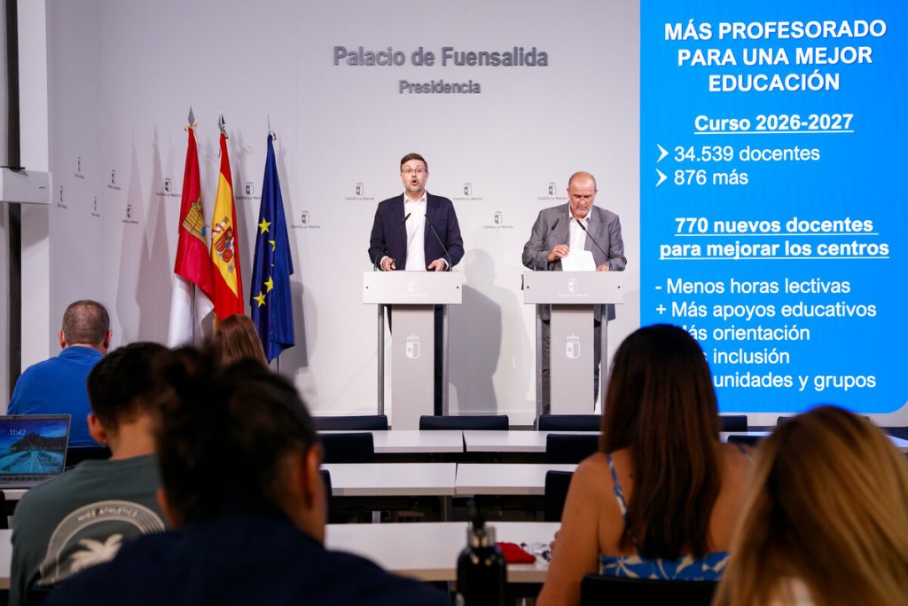 Castilla-La Mancha contará en el curso 2026-27 con 34.539 docentes, 876 más que el anterior