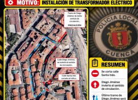 Modificación temporal del tráfico en Diego Jiménez el próximo 13 de octubre por la instalación de un transformador